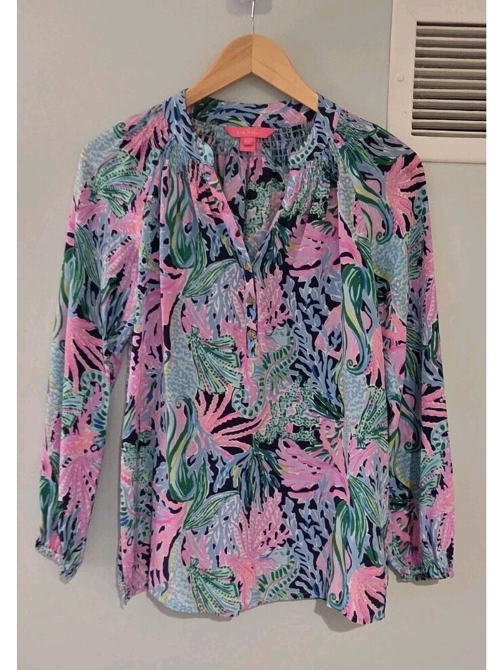 Lilly Pulitzer XXS Elsa Silk Top Bringing Mermaid Back